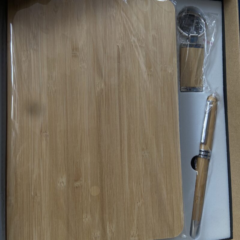 3-in-1 Eco Bamboo Notebook & Keychain Gift Set.